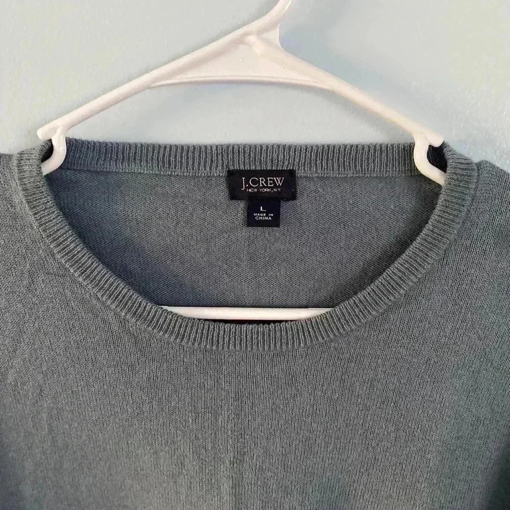 J. Crew Cotton-Cashmere‎ Crewneck Sweater Lightweight Preppy Blue Size Large L